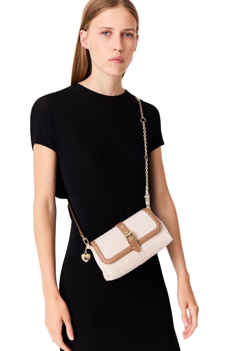 maje Miss M walk canvas & leather mix, Alternate, color, Moka/White