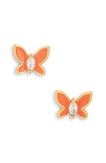 Kate Spade New York Social Butterfly Mini Stud Earrings In Orange