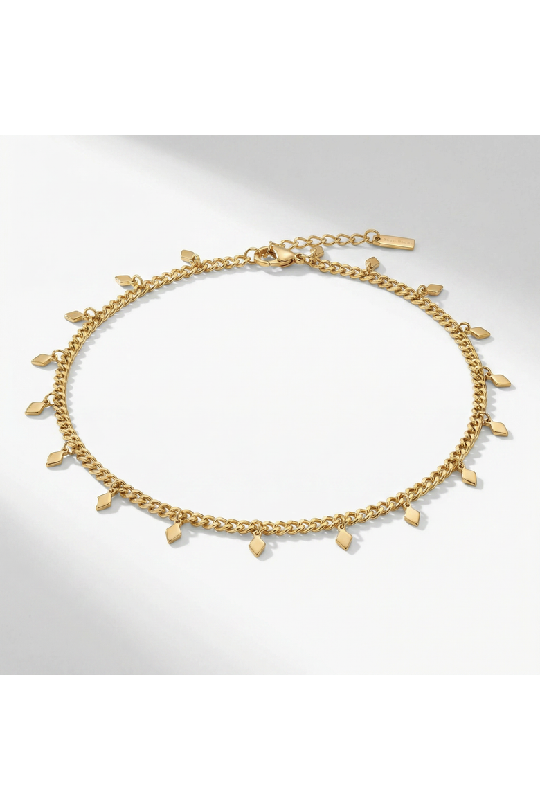 Sabrina Anklet 4mm Curb Chain 10" Lobster Clasp 18k Plated gold, Main, color, 18k Yellow Gold