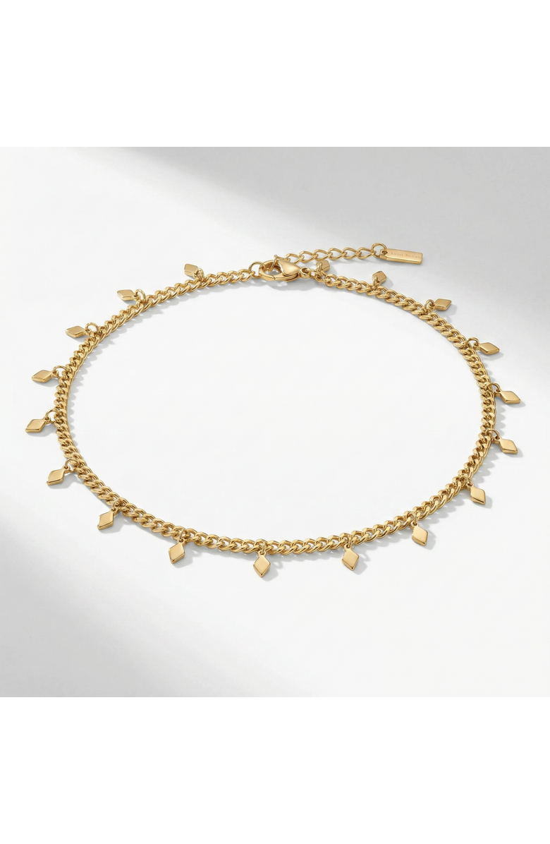 Bliss Diamond Sabrina Anklet 4mm Curb Chain 10" Lobster Clasp 18k Plated gold, Alternate, color, 18K Yellow Gold