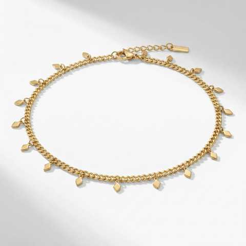 Sabrina Anklet 4mm Curb Chain 10" Lobster Clasp 18k Plated gold