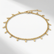 Bliss Diamond Sabrina Anklet 4mm Curb Chain 10" Lobster Clasp 18k Plated gold