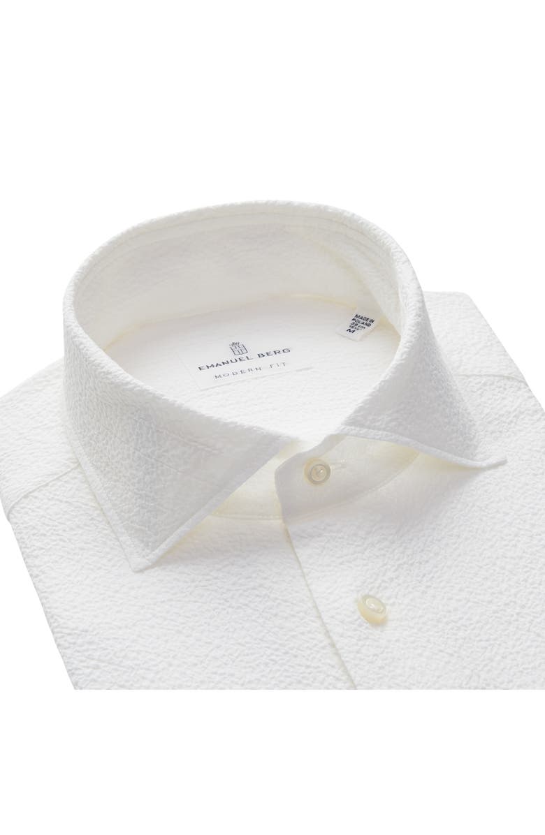 Emanuel Berg Textured Sartorial Stretch Cotton Dress Shirt, Alternate, color, White