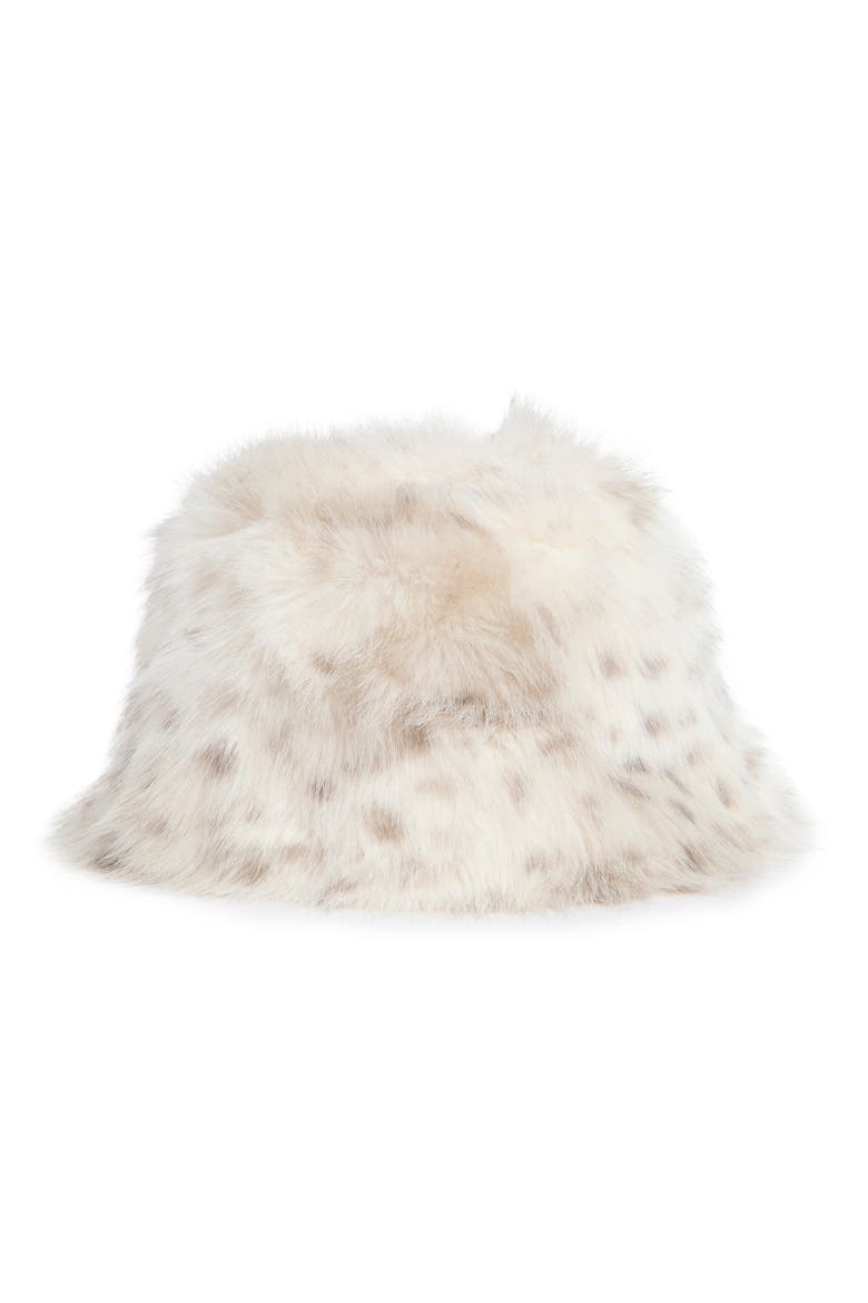 Plush Faux Fur Bucket Hat, Main, color, GREY