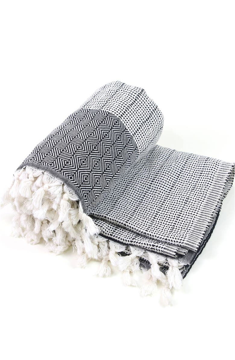 Sunkissed - Casa Blanket / Throw, Alternate, color, El Nido Black / Off White