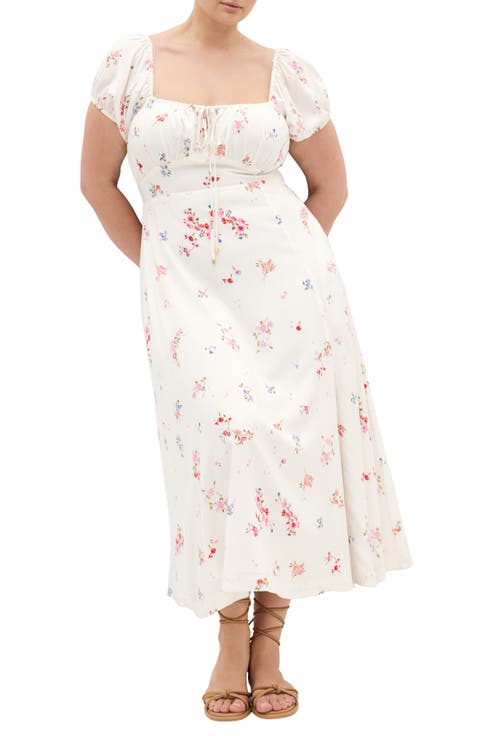 Abbie Floral Short Sleeve Midi Sundress (Plus)