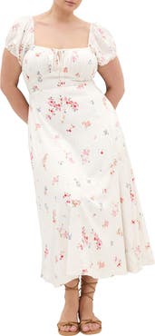 City Chic Abbie Floral Short Sleeve Midi Sundress