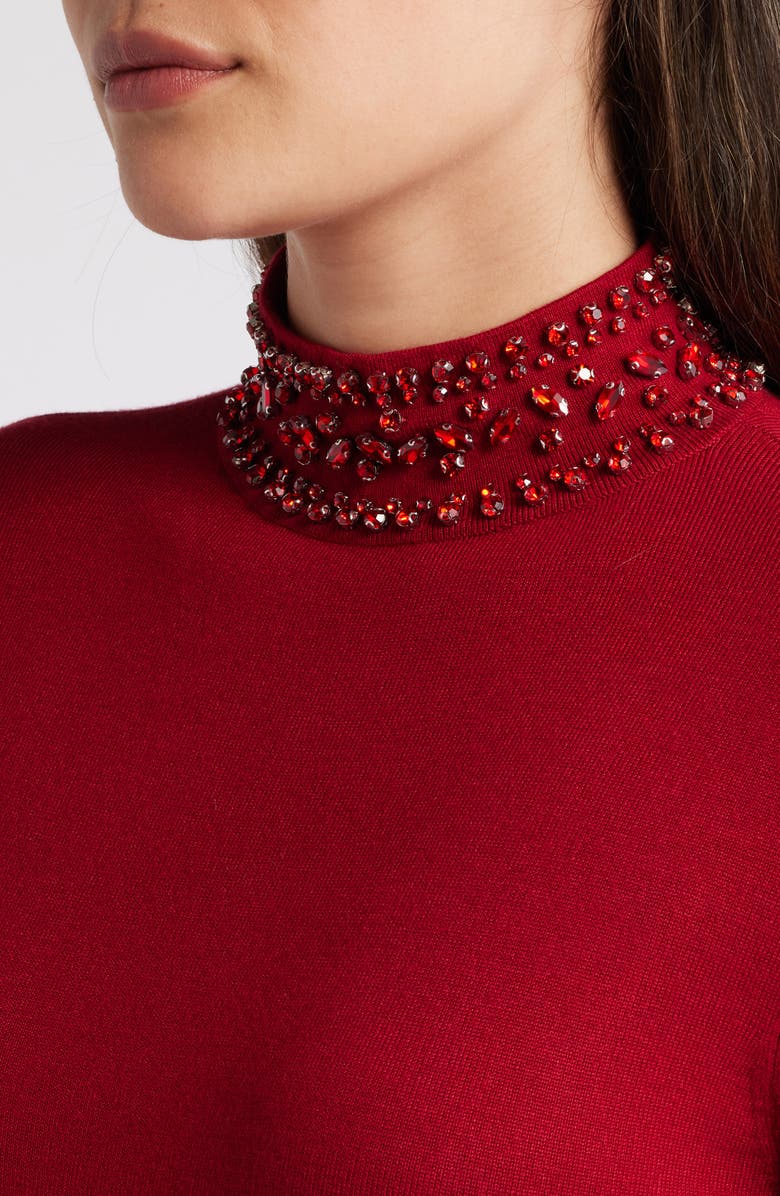 Anne Klein Embellished Mock Neck Sweater, Alternate, color, 