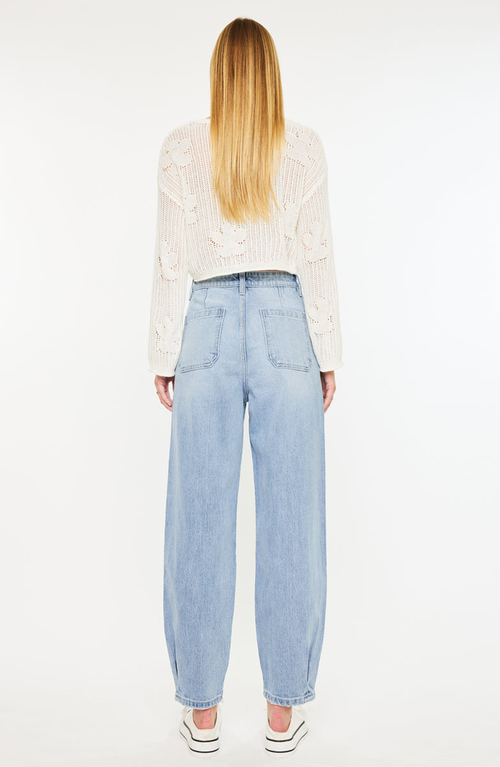 Kancan Rea Ultra High Rise Wide Tapered Fit Jeans In Blue