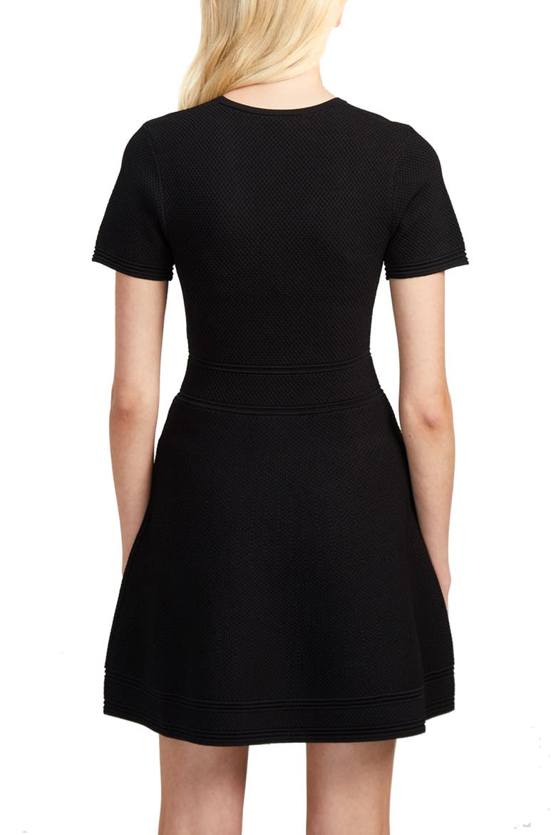 Ellie Knits V-Neck Fit & Flare Dress, Alternate, color, BLACK