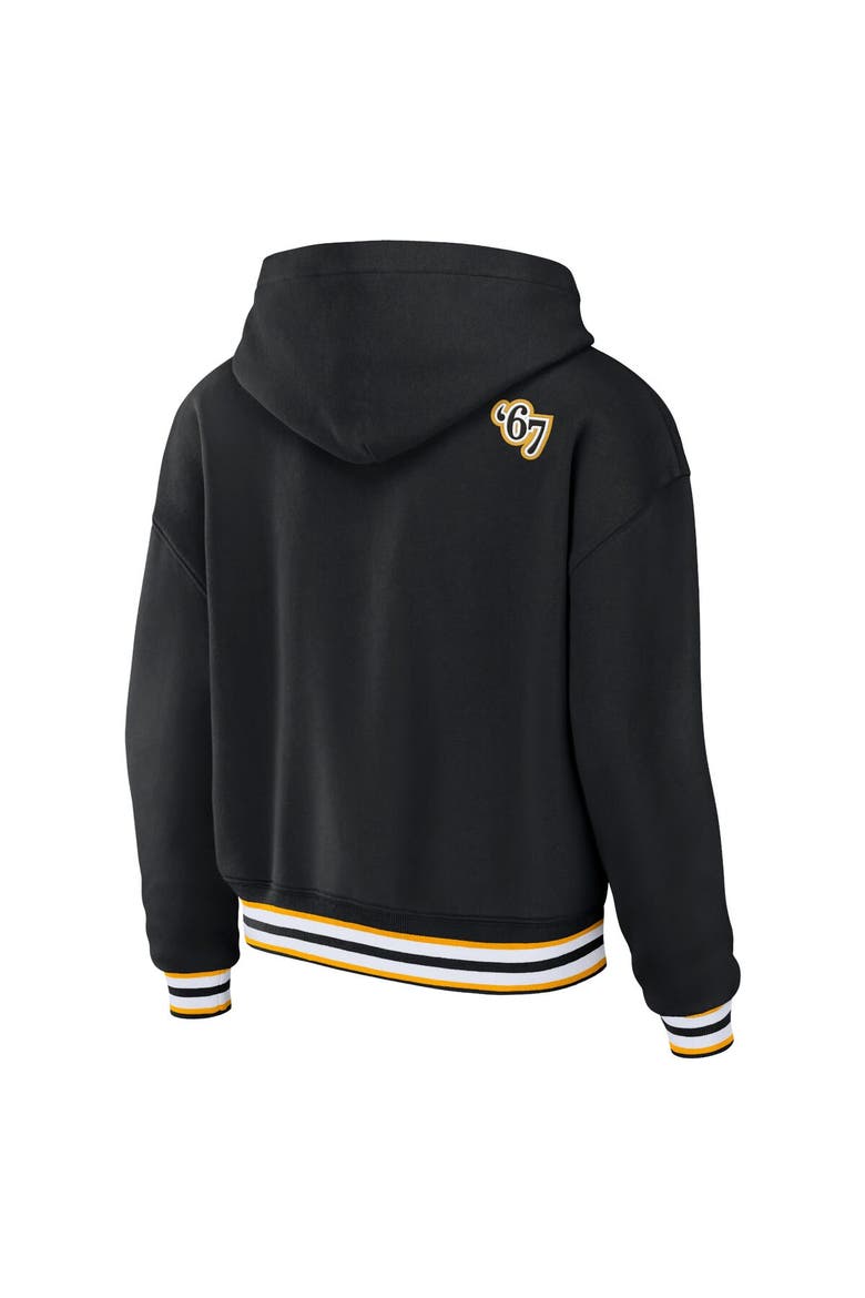 Women's WEAR by Erin Andrews Black Pittsburgh Penguins Lace-Up Pullover Hoodie, Alternate, color, Black