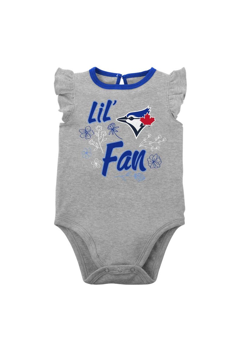 Girls Newborn & Infant Royal/Heather Gray Toronto Blue Jays Little Fan Two-Pack Bodysuit Set, Alternate, color, Royal
