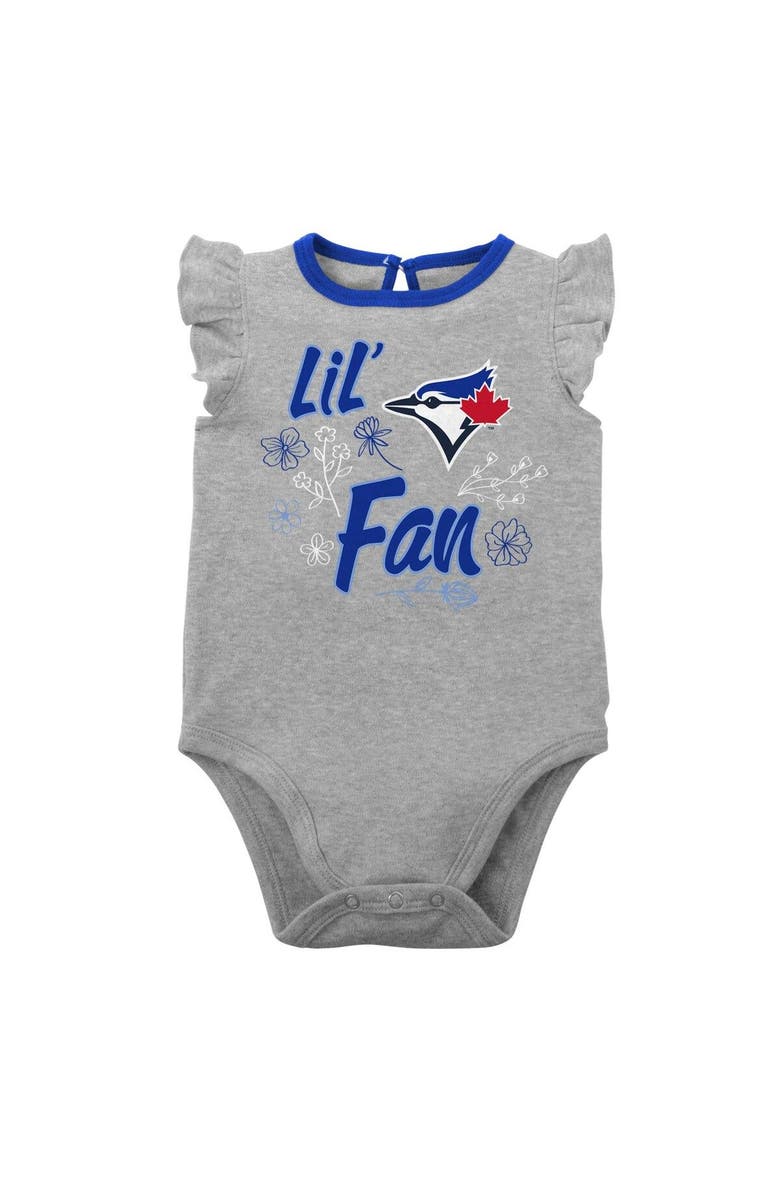 Outerstuff Girls Newborn & Infant Royal/Heather Gray Toronto Blue Jays Little Fan Two-Pack Bodysuit Set, Alternate, color, Royal
