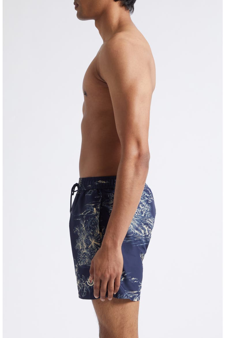 Tropical Print Swim Trunks, Alternate, color, BLUE