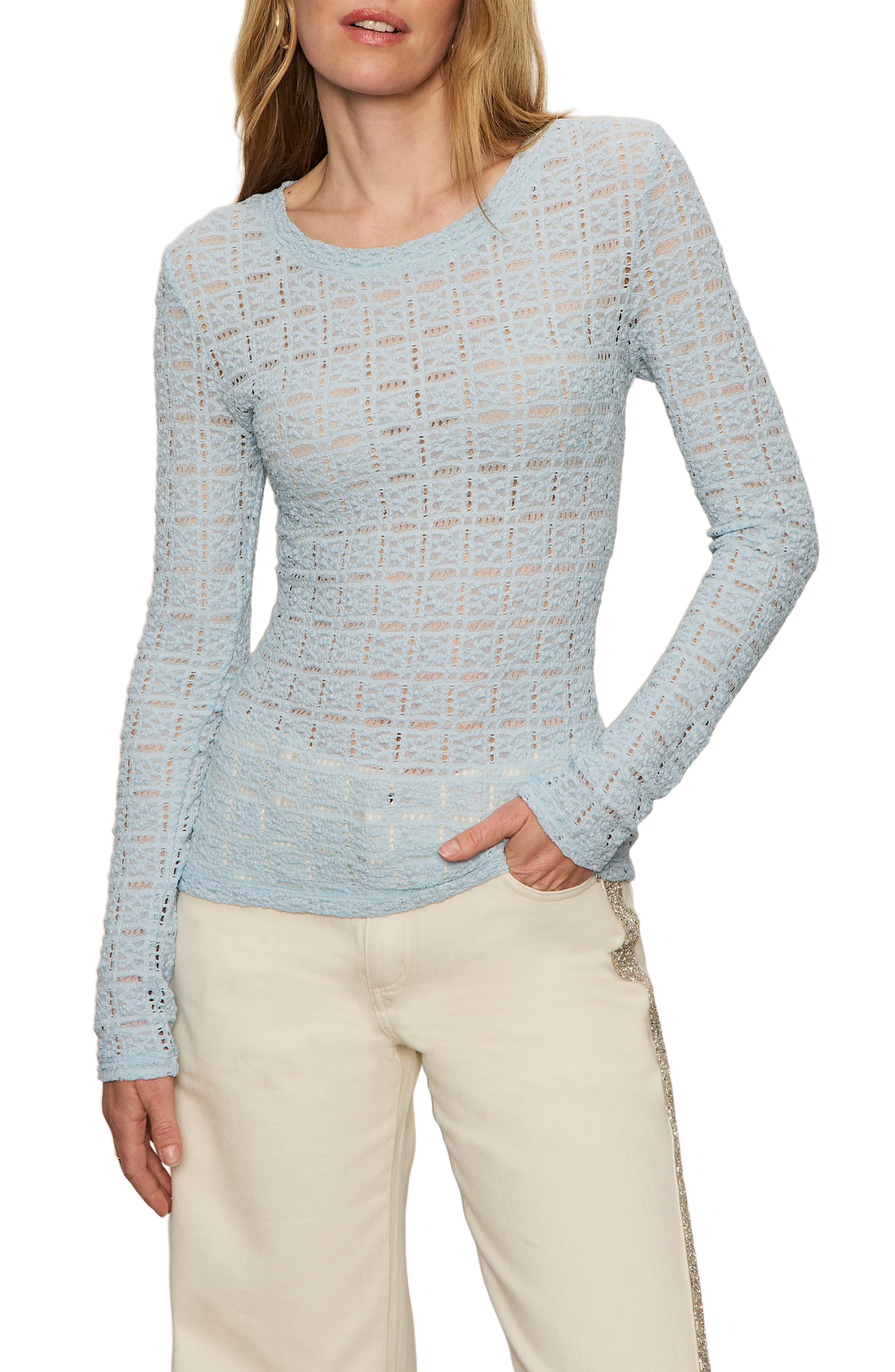 Perfect Long Sleeve Puckered Lace T-Shirt