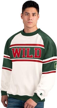 STARTER Men's Starter White Minnesota Wild Defense Fleece Crewneck Sweatshirt