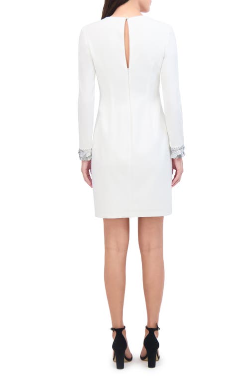 Vince Camuto Long Sleeve Sequin Jersey Minidress In White