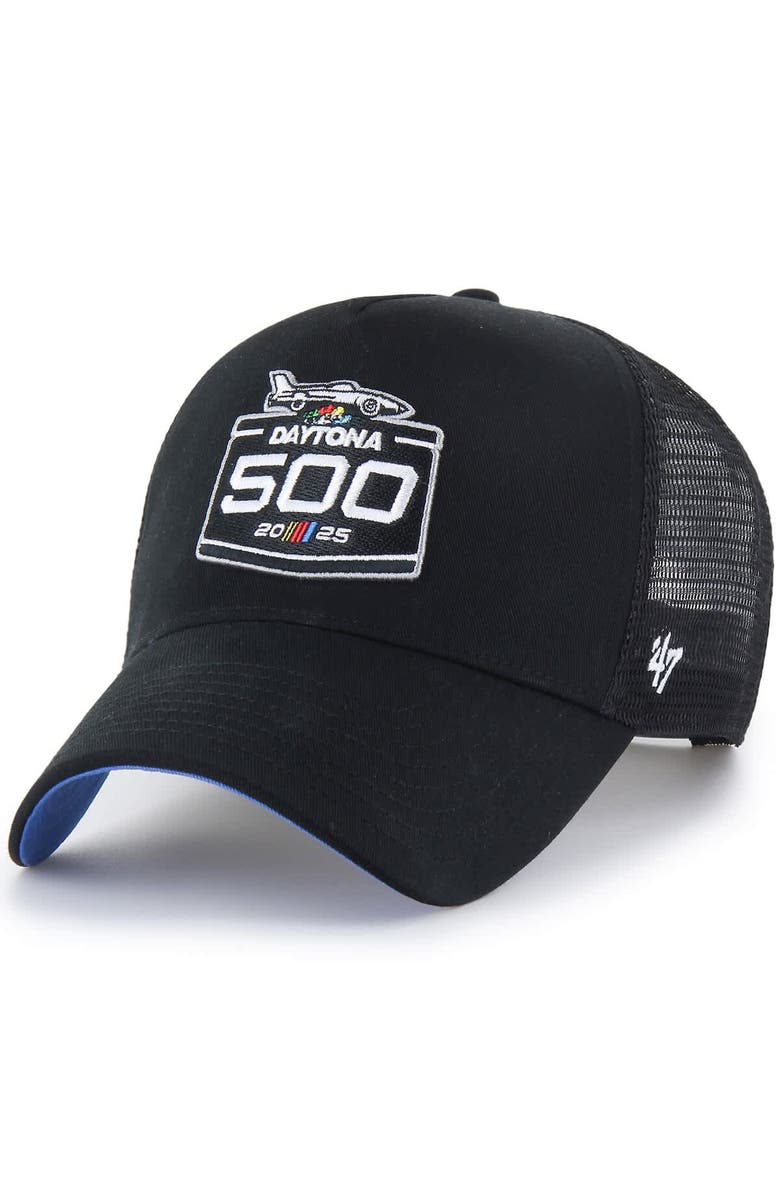 '47 Men's '47 Black 2025 Daytona 500 Ballpark Trucker Adjustable Hat, Main, color, 