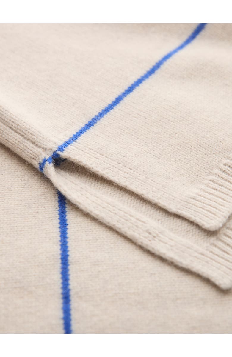 Celtic & Co. Split Hem Slouch Funnel Neck Jumper, Alternate, color, Ecru Cobalt Stripe