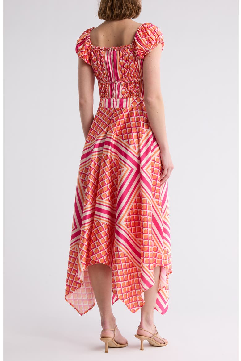 Handkerchief Midi Dress, Alternate, color, ORANGE DOT PRINT