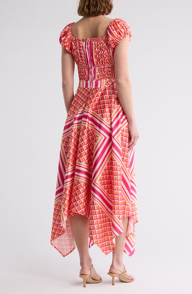 AREA STARS Handkerchief Midi Dress, Alternate, color, Orange Dot Print