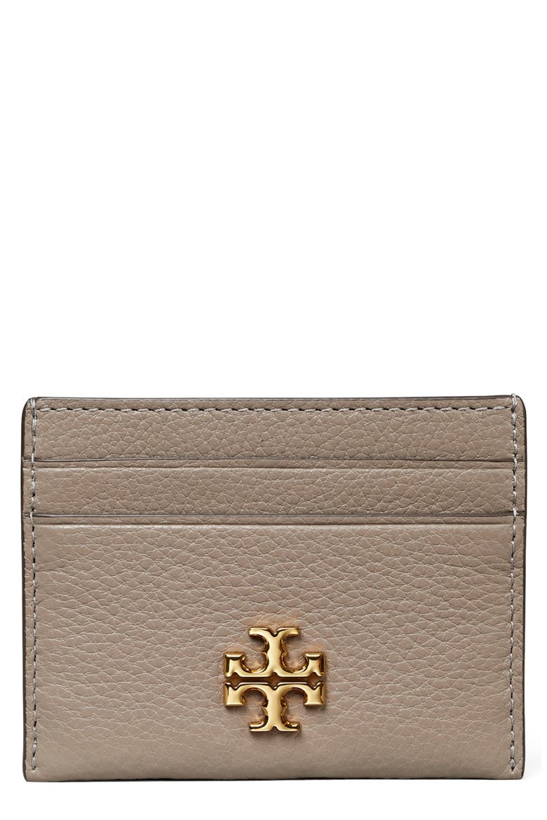 Kira Pebbled Leather Card Case, Main, color, GRAY HERON