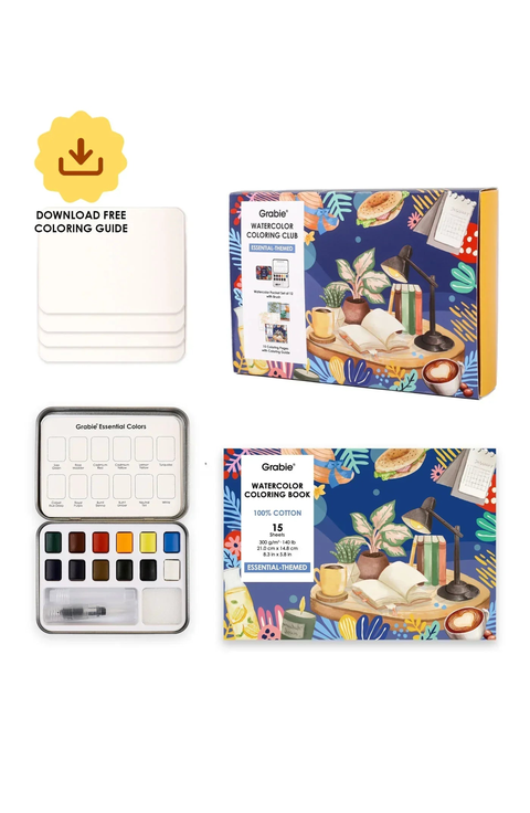 Essential Themed Watercolor Coloring Club Box