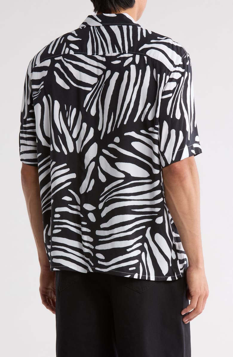 Abound Animal Print Camp Shirt, Alternate, color, Black- White Minimal Animal