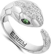 EFFY Sterling Silver Diamond & Tsavorite Snake Ring