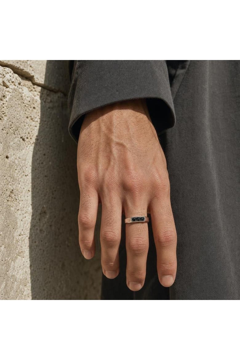 Raiden 0.3 CT Bar Black Spinel Ring 925 Silver, Alternate, color, Sterling Silver