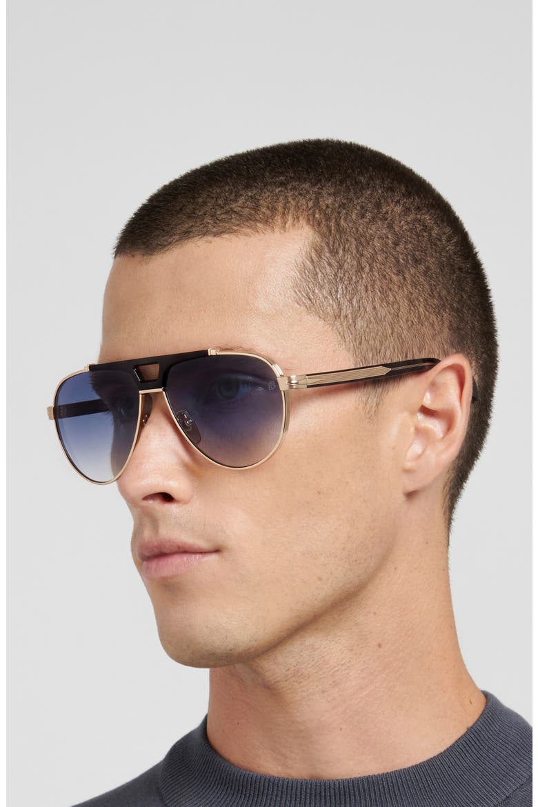 DB 7169/S 62mm Oversize Aviator Sunglasses, Alternate, color, GOLD BLACK/ BLUE SF