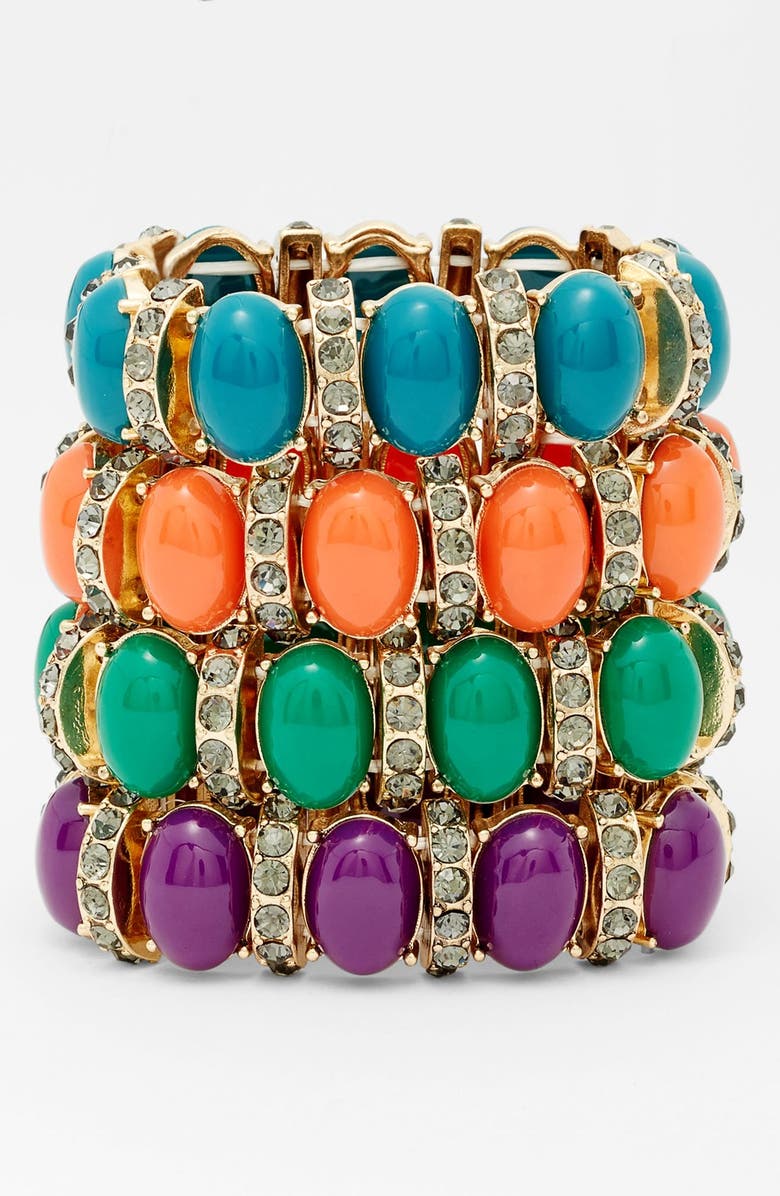 Tasha Oval Stone & Crystal Bar Stretch Bracelet, Alternate, color, 