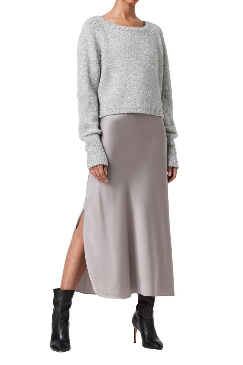 Rosetta Tinsel Two Piece Sweater & Slipdress, Main, color, SILVER/ PEWTER