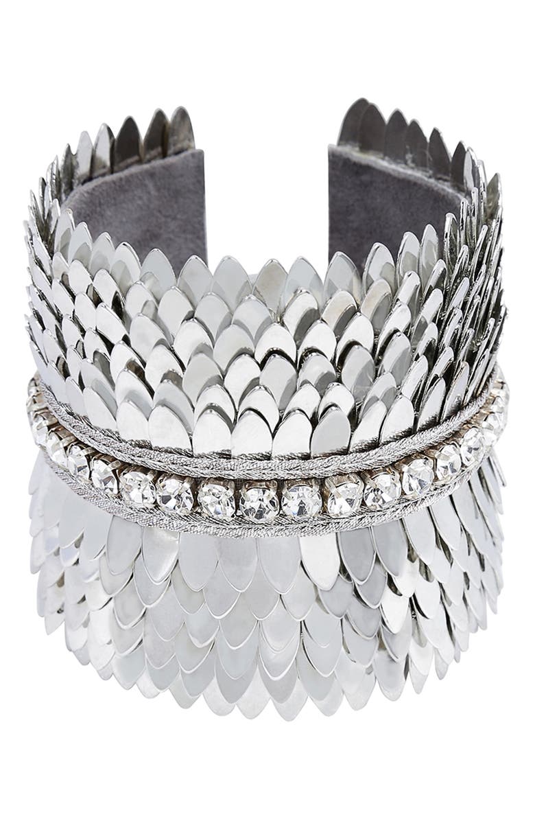 Deepa Gurnani Gigi Cuff Bracelet, Main, color, Silver