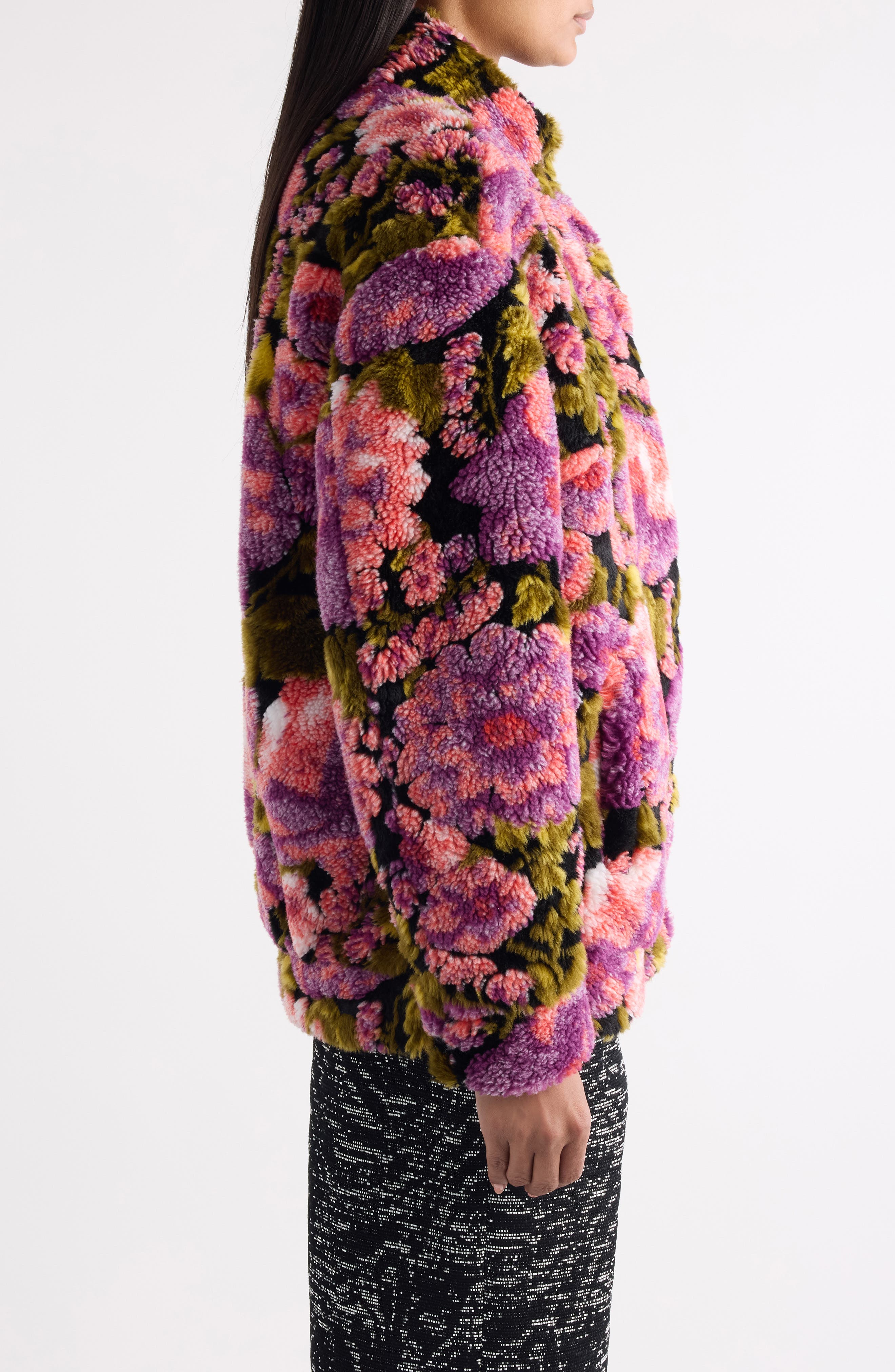Vandi Floral Jacquard High Pile Fleece Jacket (Women) | Nordstrom