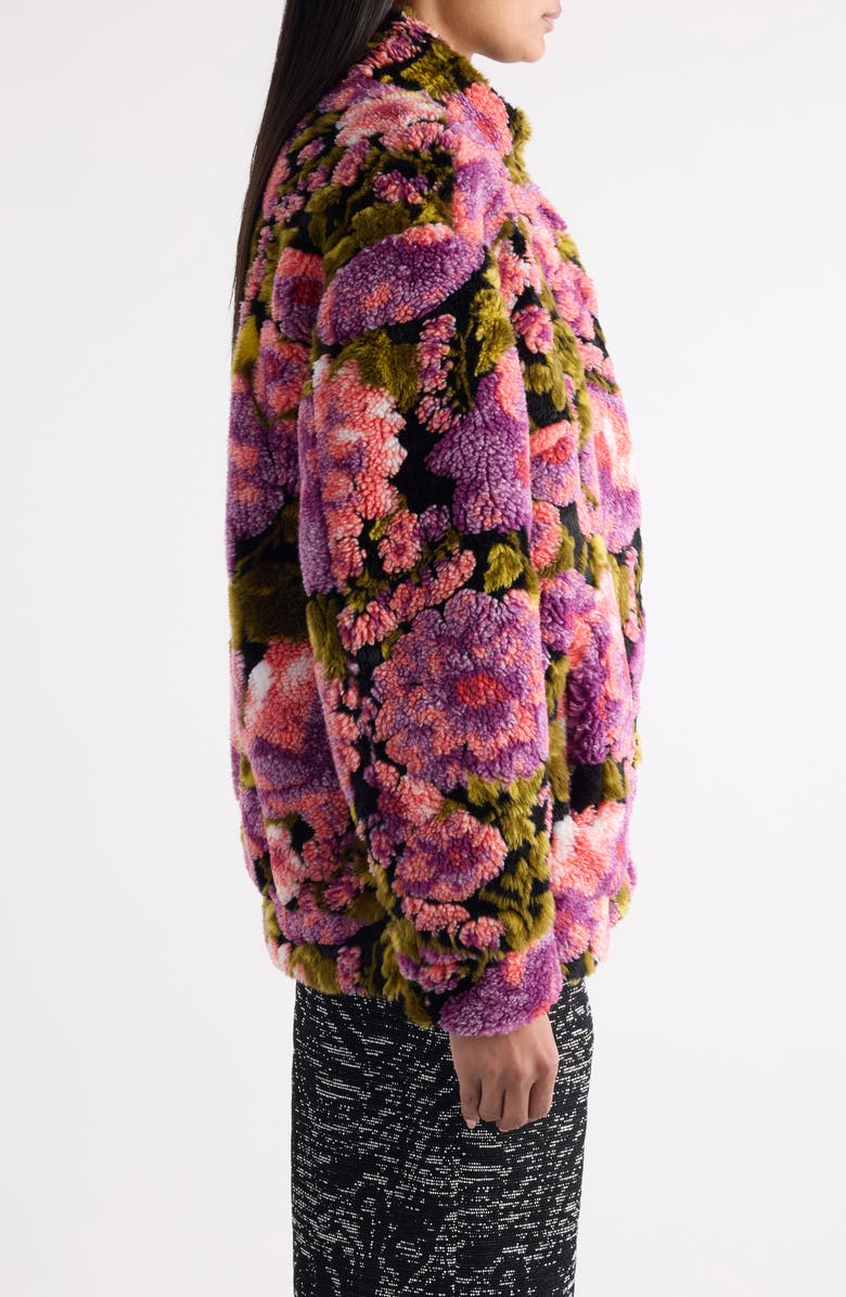 Dries Van Noten Vandi Floral Jacquard High Pile Fleece Jacket, Alternate, color, Pink