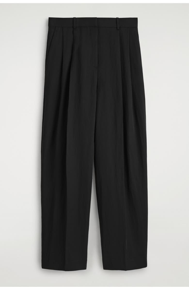 COS Relaxed Fluid Wide-Leg Pants, Alternate, color, Black