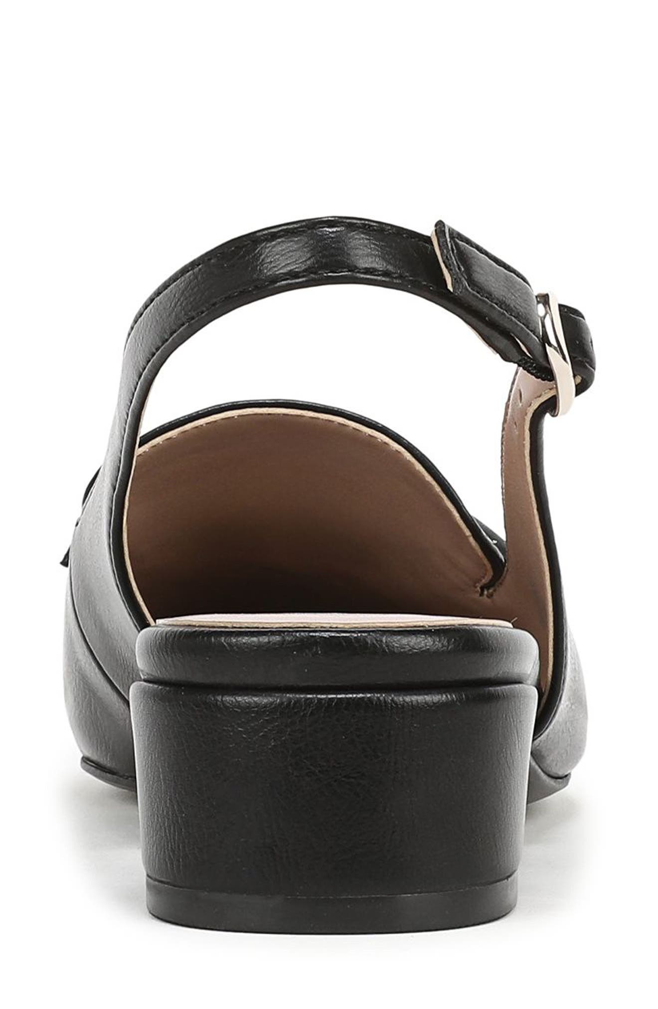 Sloane Pointed Toe Slingback Pump, Alternate, color, BLACK FAUX LEATHER