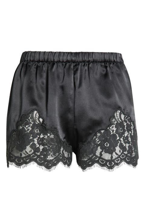Jennie Lace Trim Silk Blend Shorts