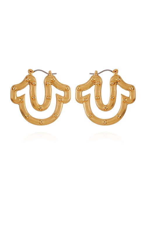 True Religion Studded Horseshoe Hoop In Gold