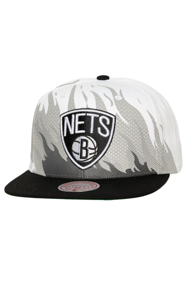 Men's Mitchell & Ness White Brooklyn Nets Hot Fire Snapback Hat, Main, color, White