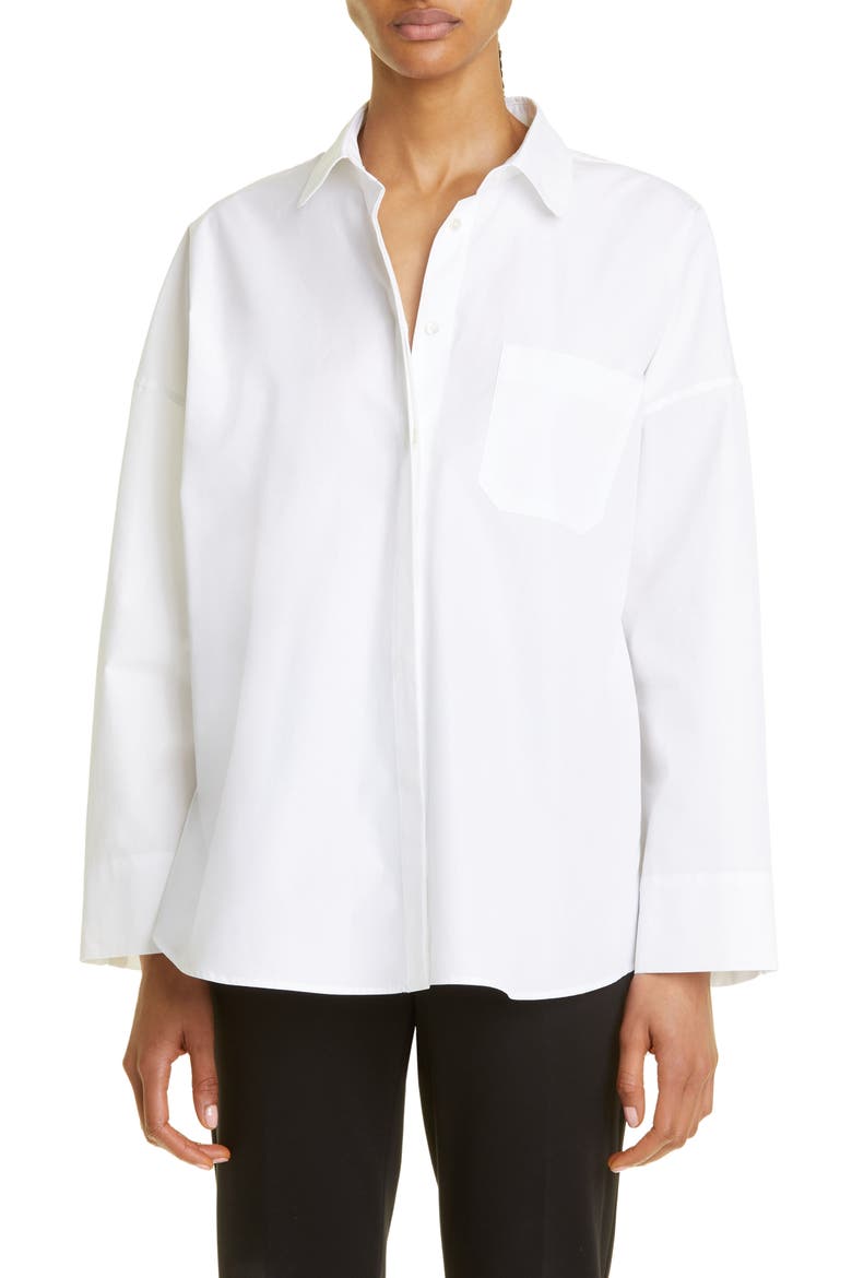 Mina Oversize Long Sleeve Button-Up Shirt, Main, color, OPTICAL WHITE