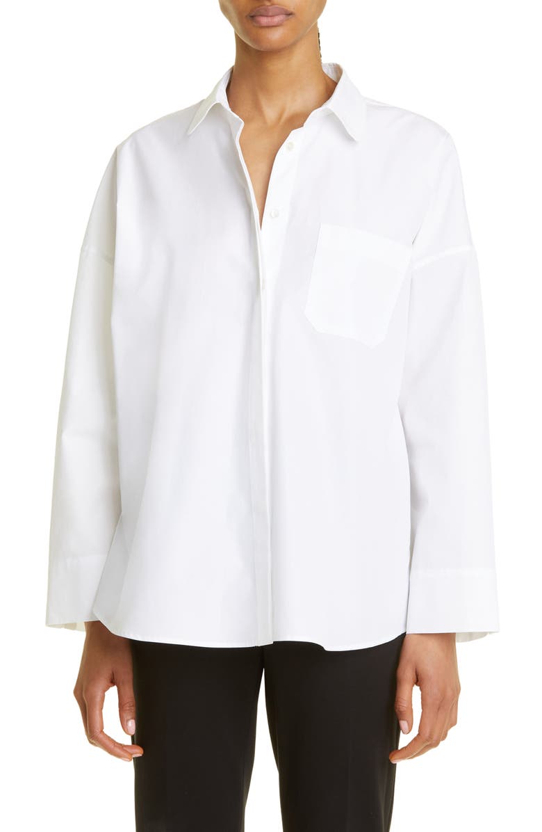 Max Mara Mina Oversize Long Sleeve Button-Up Shirt, Main, color, 