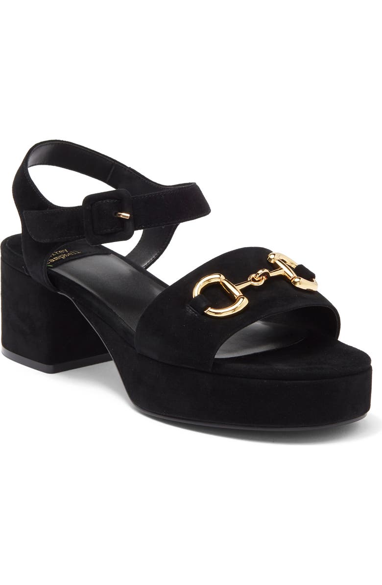 Jeffrey Campbell Timeless 2 Platform Sandal, Main, color, Black Suede Gold