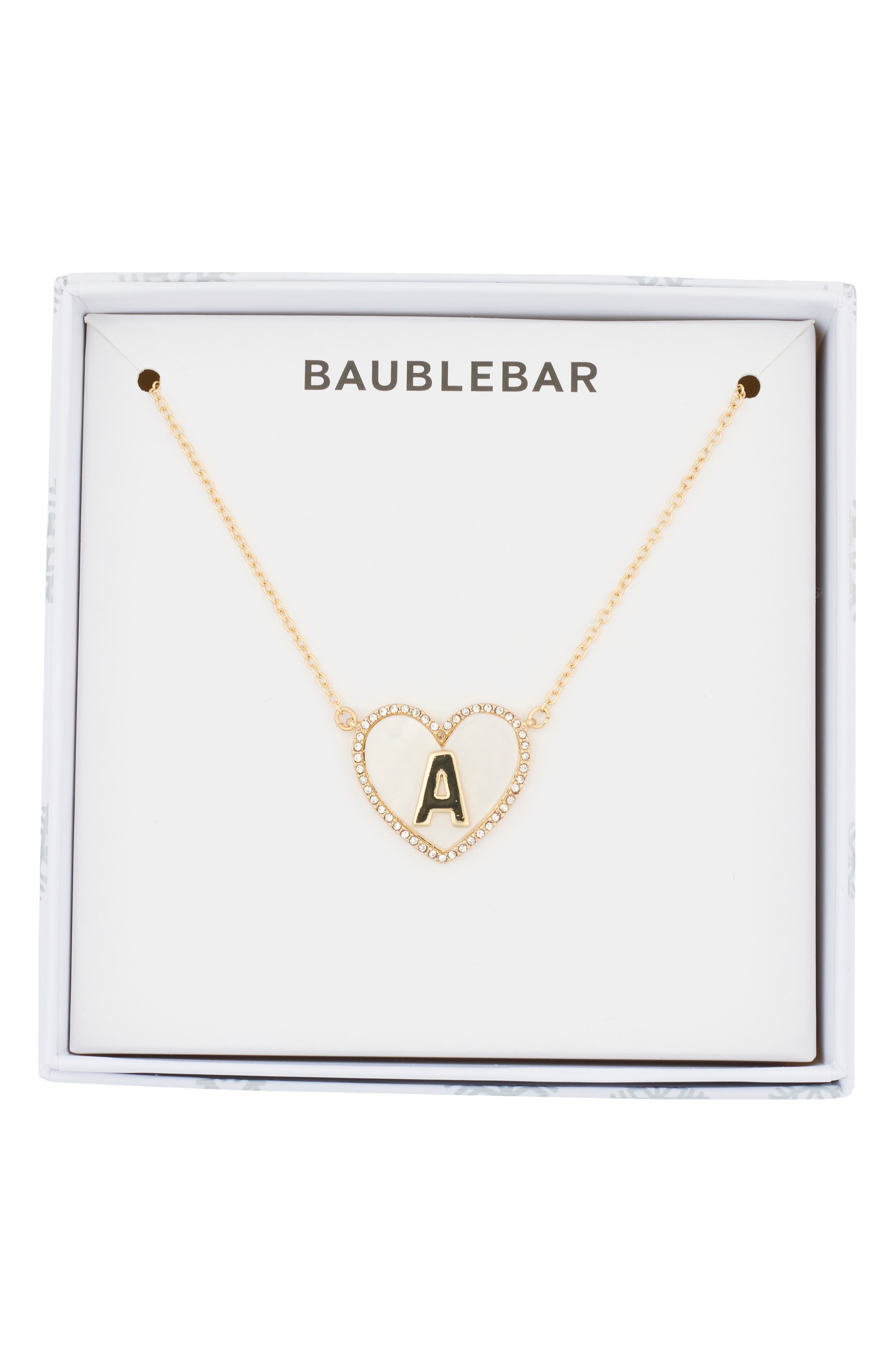 BaubleBar Heart Initial Pendant Necklace