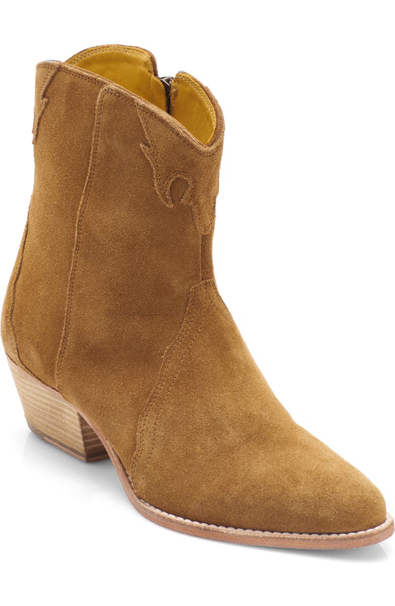 Free People New Frontier Western Bootie, Main, color, Camel Suede