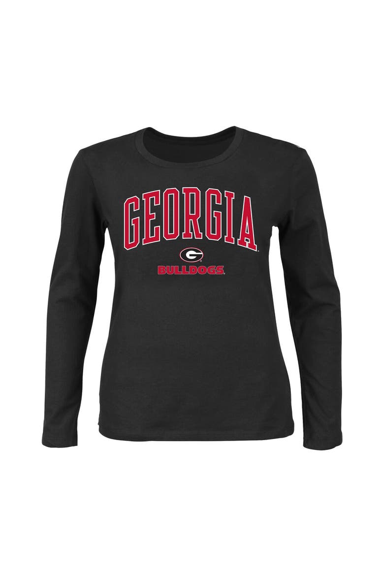 Women's Profile Black Georgia Bulldogs Plus Size Arch Over Logo Scoop Neck Long Sleeve T-Shirt, Main, color, Black