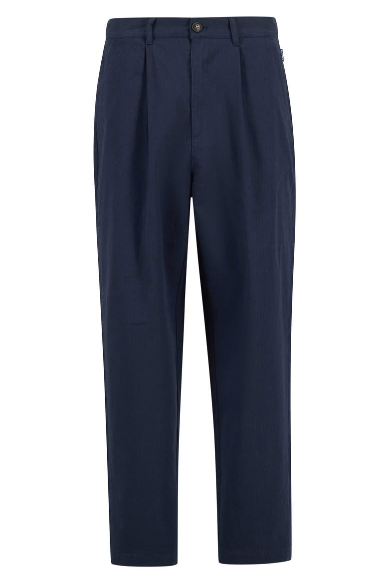 Bayview Pleated Cotton Trousers, Alternate, color, NAVY