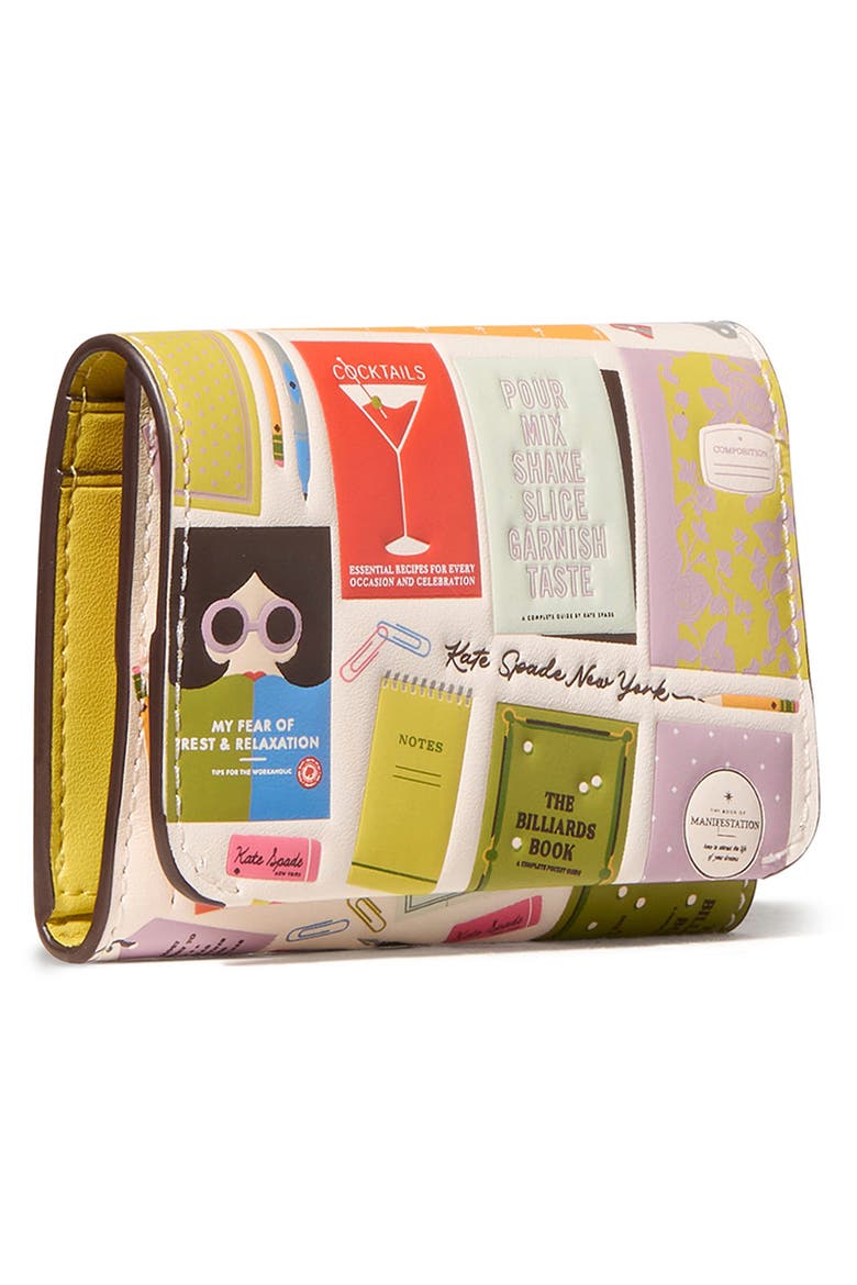 page turner bestsellers print leather card case, Alternate, color, CREAM MULTI