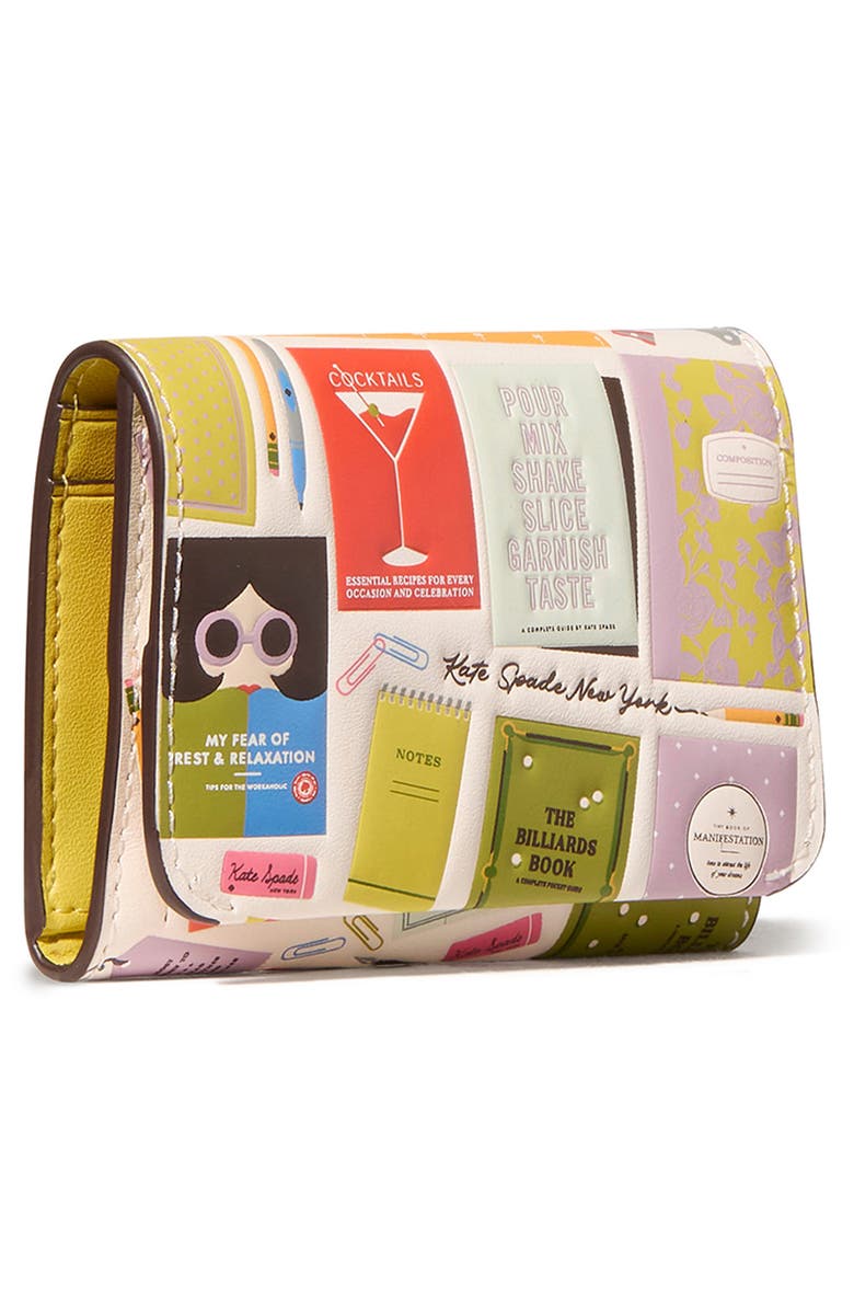 Kate Spade New York page turner bestsellers print leather card case, Alternate, color, Cream Multi